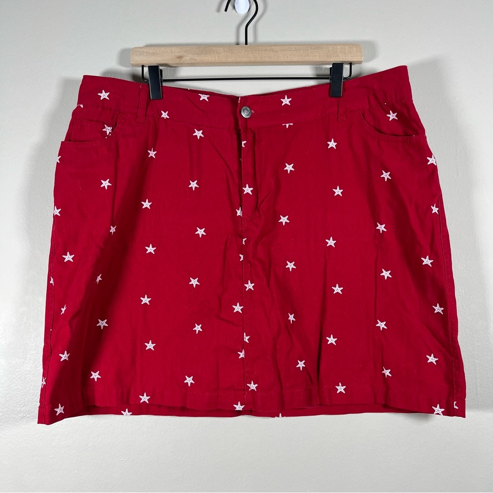 Woman Within Red Skort with White Starfish Pattern Women’s Plus Size 18W